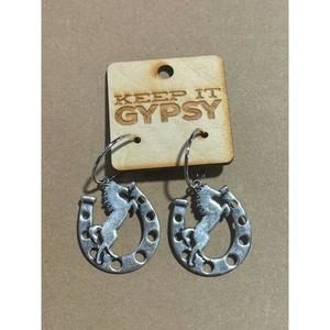 NEW KEEP IT GYPSY women's horse & horseshoe earrings in silver